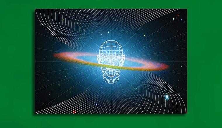 wireframe face in space