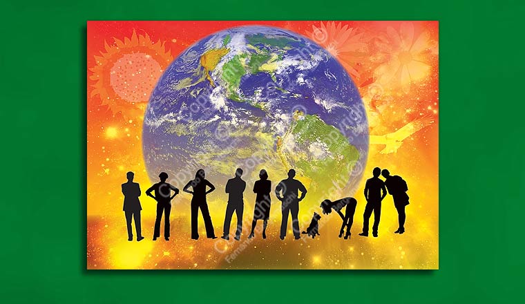 illustration people silhouette and Earth