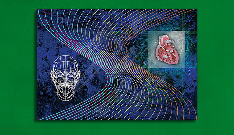 Illustration with wire-face and heart