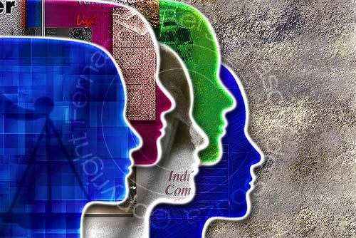 Heads in silhouette