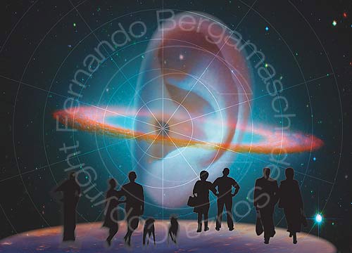 Silhueta pessoas e Orelha no espaço